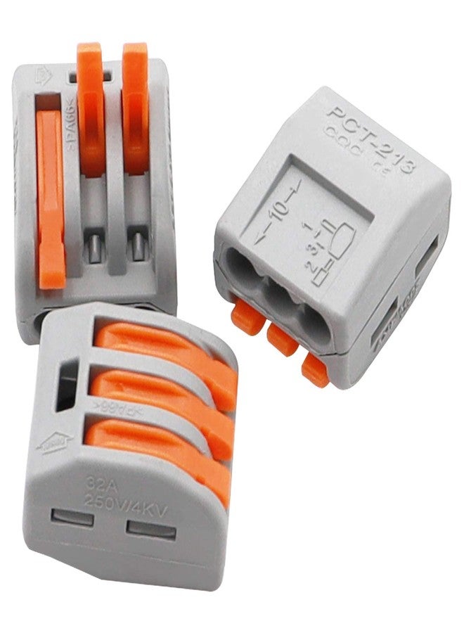 roboway موصل الأسلاك ROBOWAY PCT-213، كتلة طرفية بقفل زنبركي ثلاثي الأقطاب لتوصيل الكابلات، موصل توصيل سريع للأسلاك من 0.08 إلى 2.5 مم²، طرف توصيل صغير الحجم ومتين وسهل الاستخدام (عبوة من 5 قطع) - Image 3